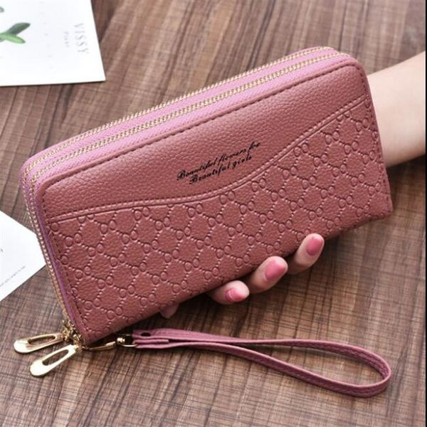 borsa da donna intera Joker moda doppia cerniera pochette da donna doppia pelle di litchi grandi portafogli da donna elegante atmosferica le227v