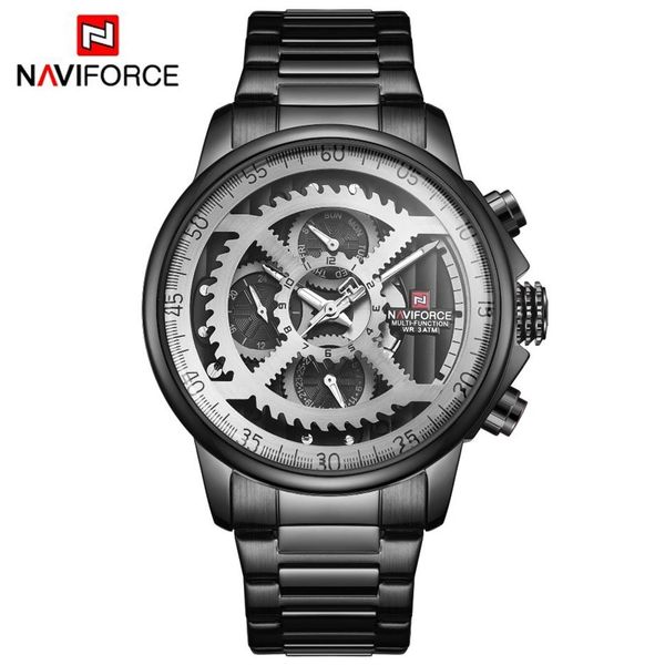 Naviforce Mens Sports Watches Men Top Brand Luxo Full Steel Quartz Data Automática Relógio Masculino Exército Militar à prova d'água Watch229J