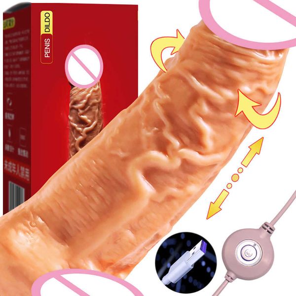 Articoli di bellezza Carica diretta USB Dildo Realistico Grosso cazzo Telescopico Altalena Dick Enorme vibratore del pene Giocattoli sexy Dildo Vibratori per donna sexytoy