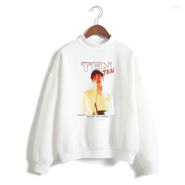 Erkek Hoodies Yüksek Yakalı Baskı On Süper Kpop Erkek Kadınlar Capless Sweatshirt Sıradan Uzun Kollu Erkek Hoodie Kazak Terzini Top 4xl