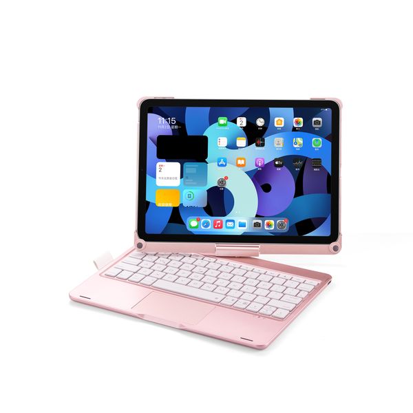 360 Caixa de teclado de rotação Caso sem fio Bluetooth 7 Cores LED LIDA LIGADO TONTE TOchpad Stand Tampa com porta -lápis para iPad Air 10.9