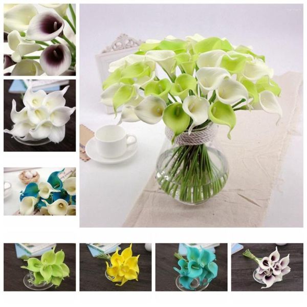 Fiori decorativi 10 pezzi realistici calla lily bouquet artificiale decorazioni per la casa di nozze finte