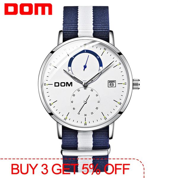 Dom Men смотрит роскошные бренды, многофункциональные мужские спортивные Quartz Watch Водонепроницаемые стальные пояса бизнес-часы запястье M-436D-7261K