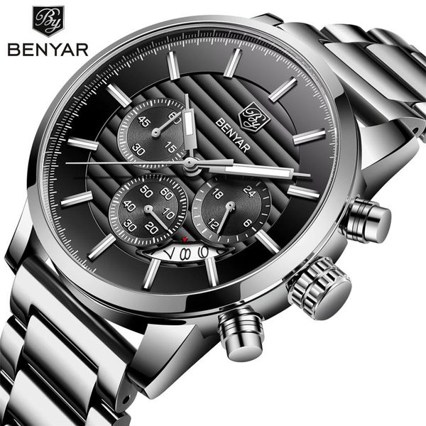 RELOJ HOMBRE 2017 Benyar Fashion Chronograph Sport Mens Watches Top Brand Luxury Military Quarz Orologio Relogio Masculino259R