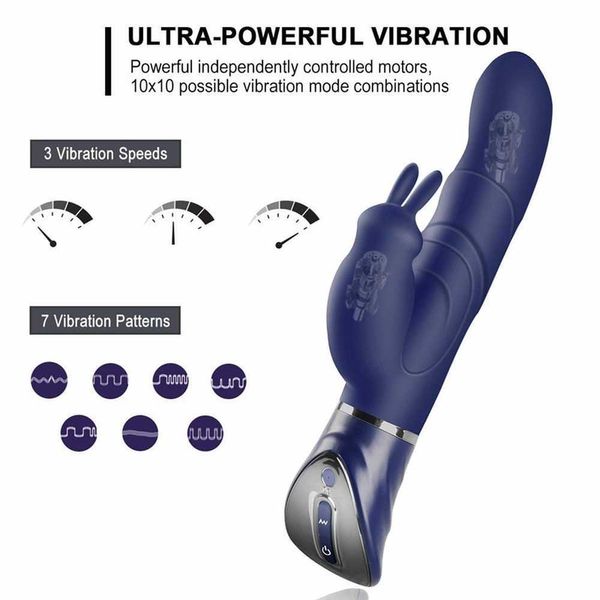 Beauty Items 10 Vibrationsmodus Kaninchenvibrator G-Punkt Klitoris Stimulator Nippelmassagegerät Pseudopile Masturbationsgerät AV sexy Spielzeug
