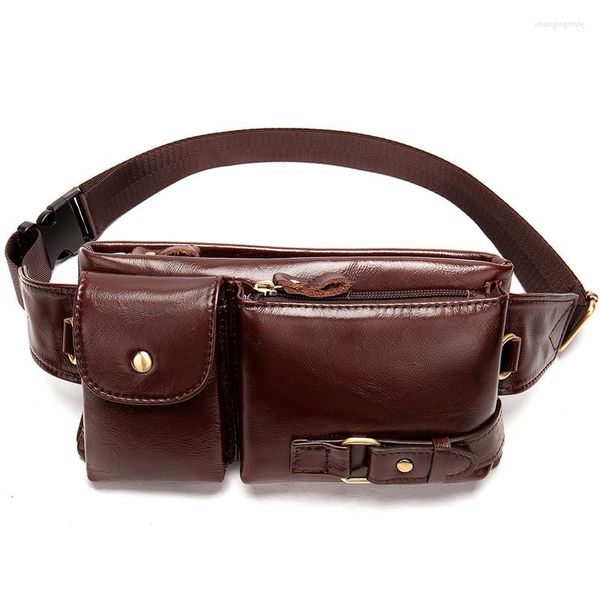 Taille Taschen Echtes Leder Tasche Männer Retro Pack Geld Gürtel Münze Telefon Sling Casual Mode Herren Brust