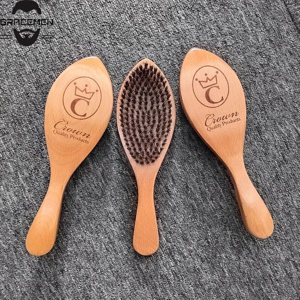 Amazon's Choice Curved 360 Waves Brushes MOQ 100pcs OEM LOGO CUSTERA PRINCIOLA MÉDIO - Great para lobo para homens - Feito com cerdas de javali