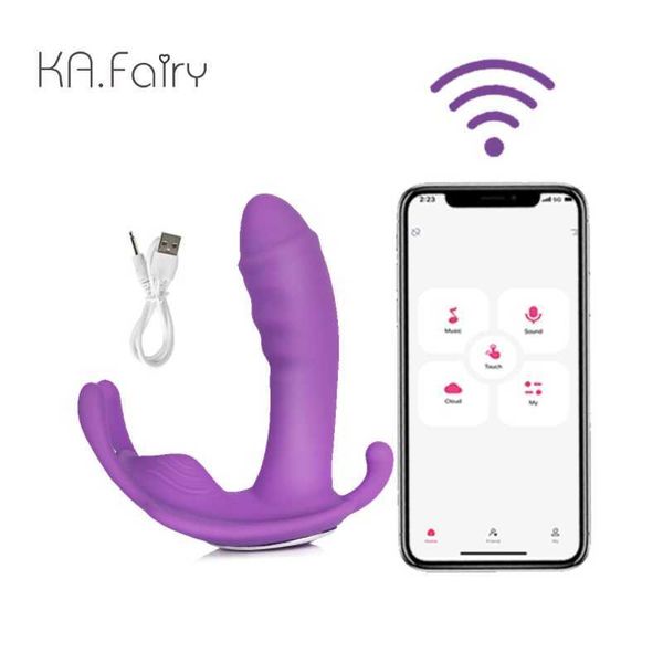 Sch￶nheitsartikel drahtlose Bluetooth -App Vibrator Moible Phone Control Sexy Spielzeug weibliche Masturbation Wearable Butterfly Dildo