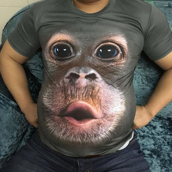 Camisetas masculinas camisetas camisetas 3d masculino de verão Monkey Monkey de manga curta Design engraçado Tops casuais tees gráficos gráficos