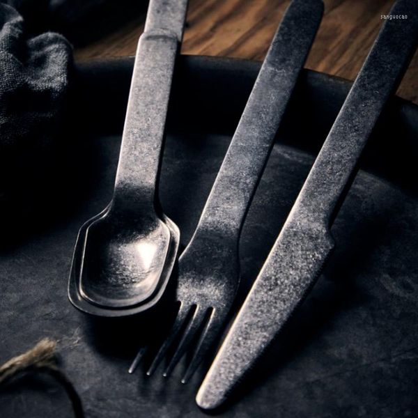 Set di stoviglie Forchetta cucchiaio coltello coltello da tavolo vintage Oggetti di scena grafici Cucchiaini da caffè Decorazione da cucina retrò Stoviglie vecchio stile