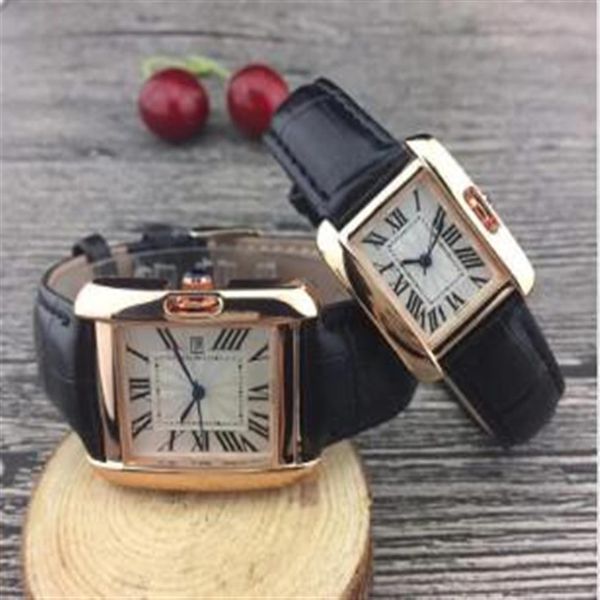 Anfitrião Casal Luxury Men Men Watches Fashion Leather Strap Gold Quartz Classic Wristwatch for Mens Ladies Valentine Gift215a