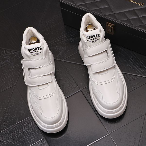 Дизайнерские платья для вечеринок итальянская свадебная обувь Fashion White High Tops Casal Sneakers круглые ноги толстые дно выпускной бизнес 4382