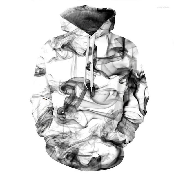 Hoodies masculinos da moda tridimensional Pintura aquarela Pintura aquática Linha de fumaça dos meninos de meninos