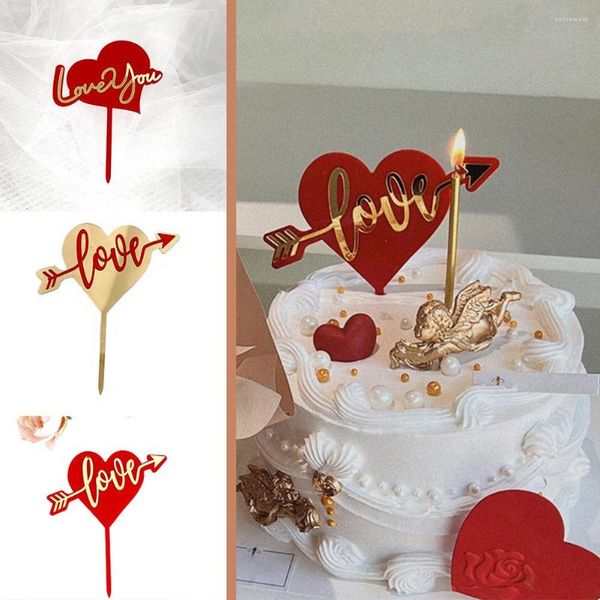 Праздничные поставки свадебный торт топпер любить сердце сладкие любовники для юбилейных украшений на День святого Валентина