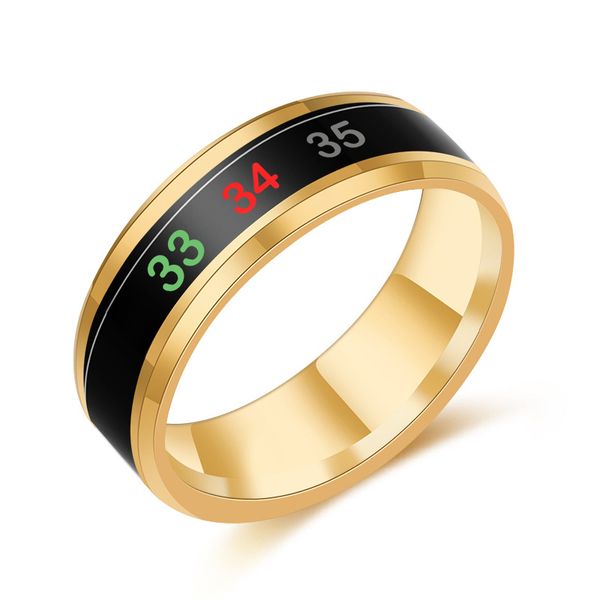 Banda de a￧o inoxid￡vel anel f￭sico emo￧￣o inteligente sentimento de cores altera￧￵es de cor para homens homens temperatura corporal casal anel