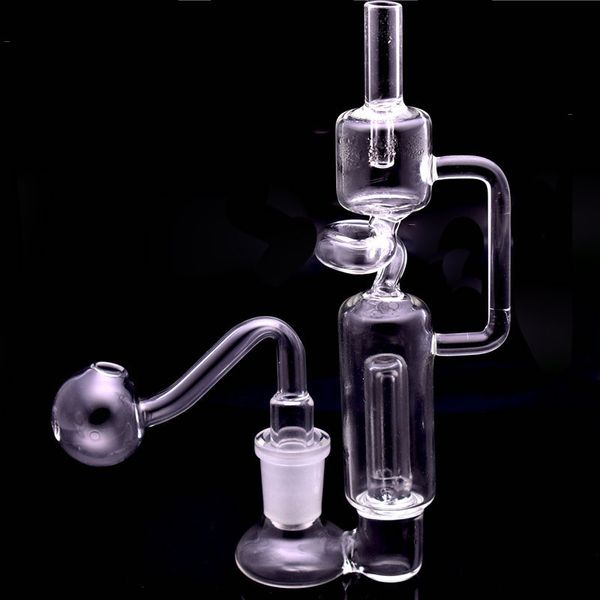 Vendita all'ingrosso Mini Glass Oil Rig Bubbler bong Percolatore Narghilè Recycler Water Dab Fumo Pipa ad acqua in vetro con banger 14mm