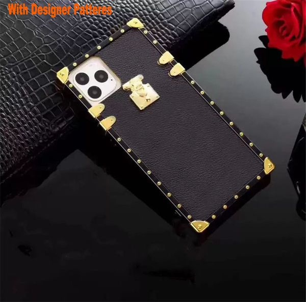 Luxo Brand Square Pu Leather Phone Caso para iPhone 14 Pro Max 14Plus 13Promax 13 12 11 11Promax xsmax x xr 6s 7 8 Plus SE Designer de moda L Flowers Soft Silicone Tampa