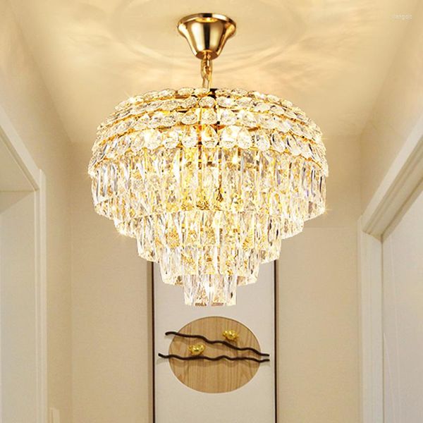 Candeliers brilhando cristal moderno americano pingente de ouro lustres de lustres european sala de jantar europeu quarto luz droplight