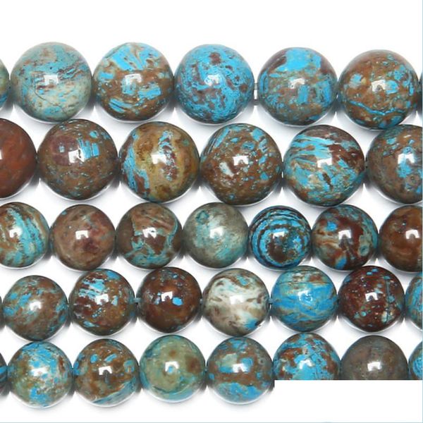 Pietra 8mm pietra naturale blu pazzo pizzo agate perline allentate rotonde 4 6 8 10 12mm scegli la tua taglia per la produzione di gioielli consegna di goccia 2022 Dhttu