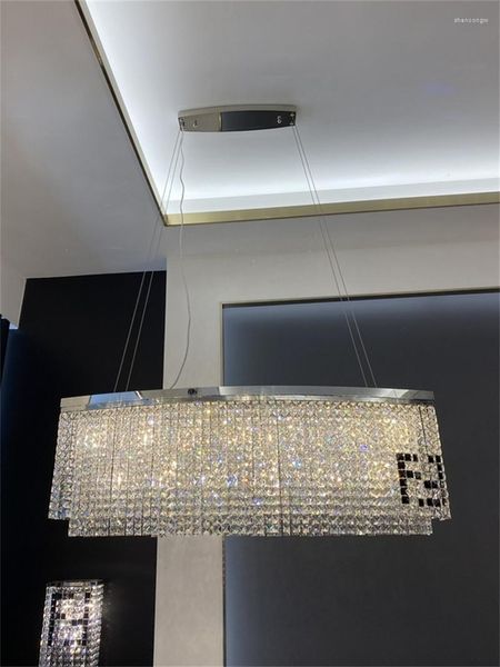 Lampadari Modern Crystal Illuminazione a LED Lampada a sospensione rettangolare di lusso a sospensione Personalità Sala da pranzo Sospensione di design