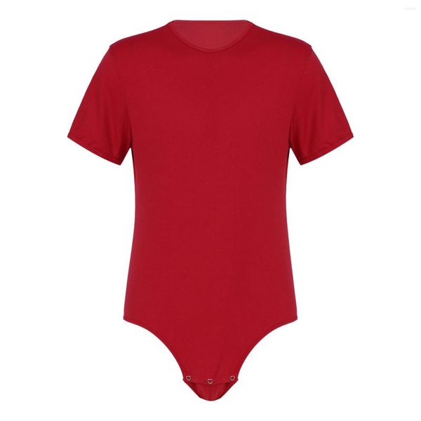 Body Shapers pour hommes Lingerie One Pyjamas Mens Diaper T-shirt Bébés Piece Neck Round Romper Body Adult Press Sleeves Crotch Short Adults