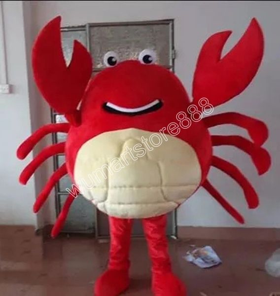 Costume della mascotte del granchio rosso di Halloween Personaggio a tema animale dei cartoni animati Carnevale Festival Vestito operato Taglia per adulti Vestito da festa all'aperto di Natale