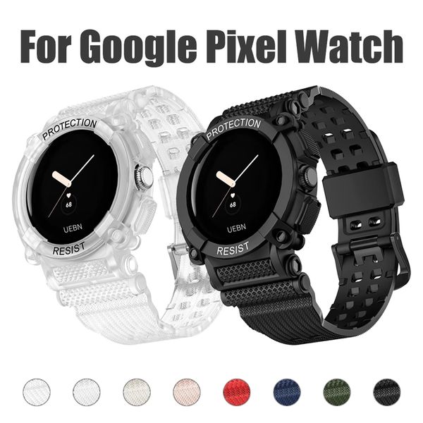 Braccialette di cinghie TPU Bracciale antidrop protettivo Case di protezione integrato Bande con cinturini sportivi monopezzo Accessori per orologi per watchwatch per Google Pixel Watch Whristband