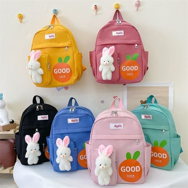 Sırt çantaları sevimli karikatür tavşan çocukları okul çantası büyük kapasite sevimli naylon sırt çantaları anaokulu ayarlanabilir ilkokul kitap çantaları 221101