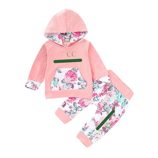 Klassische Buchstaben Kleinkind Baby Mädchen Kleidung Sets 100 % Baumwolle Kinder Sportswear Kleidung Herbst Kind Designer Kleidungsstück 0–2 Jahre