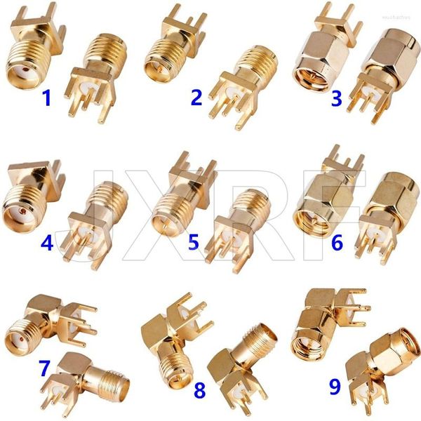 Aydınlatma Aksesuarları 10 Adet SMA Dişi Jak Erkek Fiş Adaptörü Lehim Kenar PCB Düz Sağ Açı Dağı RF Bakır konektör soket