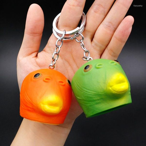 Anahtarlıklar komik yeşil balık kafası denizkızı canavar maskesi başlık yaratıcı anahtarlık kolye takı hediyesi