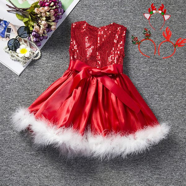 Vestidos de menina 3-8t Red Christmas Dress Dress Rous de Princess Rous Crianças Ano Disfraz Costume Toddler Birhday Roupa 221101