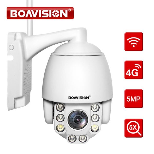 Dome Cameras 5x оптическое масштаб беспроводной PTZ IP -камера Wi -Fi 4G 5MP AI Auto Tracking Outdoor Video Surveillance Home Security Camera P2P Camhi 221101