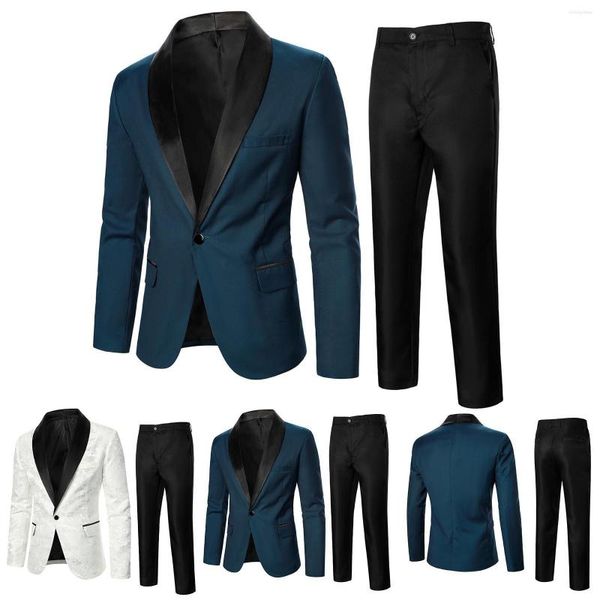 Herren-Trainingsanzüge für Herren, formelle Hochzeit, Abschlussball, Abschlussfeier, lässig, großer Kragen, Premium-Stretch, schmale Passform, klassischer Smoking, Blazer und Hose, zweiteilig