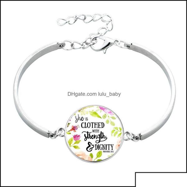 Charm-Armbänder 18 Arten Neue Bibelverse Glaskuppel Kunstmuster Armreifen Schrift Zitat Schmuck Christlicher Glaube Insp Ot38I