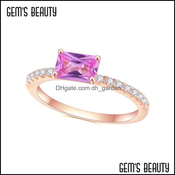 Ringos de cluster Ringos de cluster Gems Beauty 925 SERLING SIER ROSE ROSE ROSE CASADO LAB LAB Pink Sapphire Ring Women Women Jewelry Luxury Wedding Dhyye