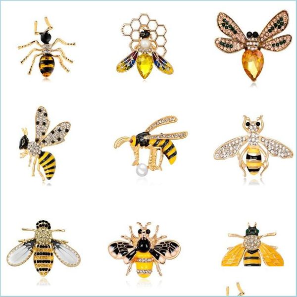 Pins Broschen Modische Strass Biene Broschen Geschenke für Frauen Emaille Tier Insekt Spinne Brosche Pin Bugs Schmuck Schal Clip Br Dhni7