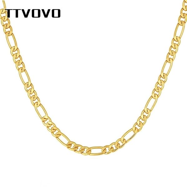 Ketten TTVOVO Herren-Halskette mit vergoldeter Figaro-Kette für Männer, Frauen, Jungen, 5 mm breite kubanische Panzergliederkette für Anhänger, Hip-Hop-Schmuck, Geschenk 221031