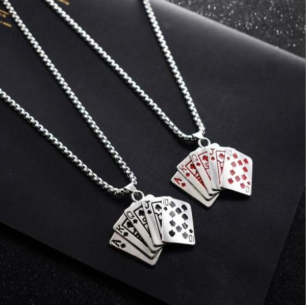 jóias pendentes de aço inoxidável Men de colar de prata Pingente de poker de poker de 55 cm de longa cadeia punk colares masculinos para presentes