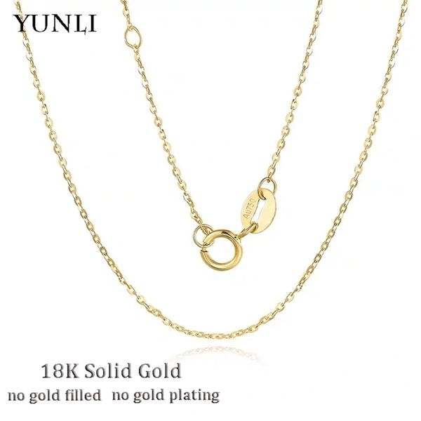 Anhänger Halsketten YUNLI Echte 18K Gold Kette Halskette Klassische Einfache O Kette Design Reines Gold AU750 für Frauen Edlen Schmuck geschenk 221031