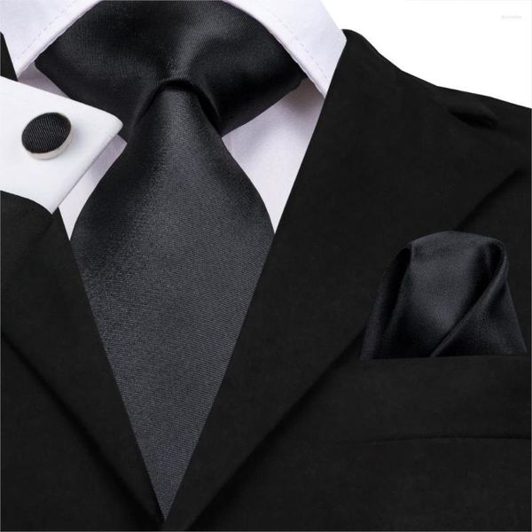 Laço amarra sn-3140 amargo sólido preto 8,5 cm de seda jacquard tecida homens lisos gravata links lisos de casamento quadrado clássico de bolso quadrado