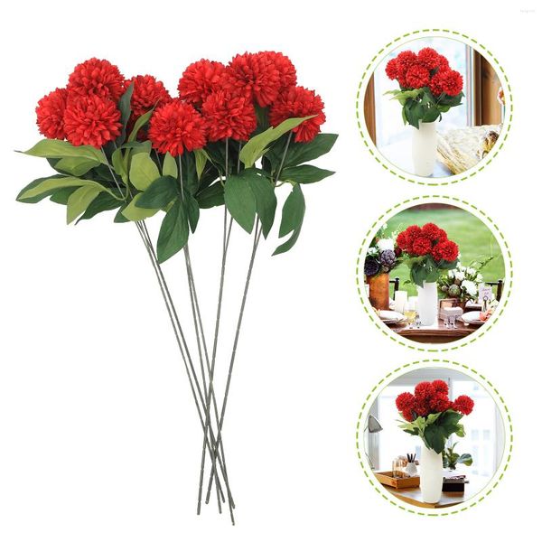 Fiori decorativi 6 pezzi bouquet da sposa fai da te decorazioni per la casa per crisantemo rosso fiore artificiale