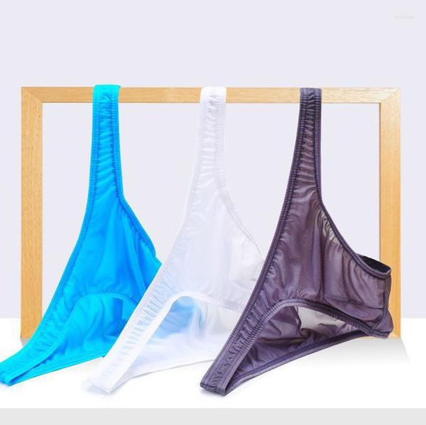 Unterhosen Männer Unterwäsche Ultradünne Eis Seide Transparente Slips Plus Größe Homosexuell Höschen Slip Cueca Calzoncillos Tangas Bikini 2XL