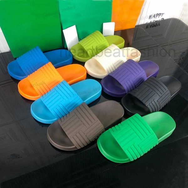 Designer slider sandálias mulher chinelos praia slides sapato de borracha plana flip flops para homens mulheres dedo do pé verde desgaste resistente slide sandália sapatos 35-46