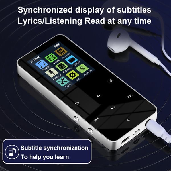 MP3-MP4-Player, 2,0-Zoll-Metal-Touch-Musikplayer, Bluetooth 5.0, unterstützt Karte mit FM-Wecker, Schrittzähler, E-Book, integrierter Lautsprecher 221101