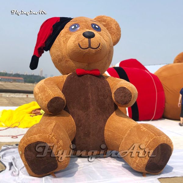 Grande balão de urso marrom inflável de pelúcia Bolso de ar simulado sopro de pelúcia de ursinho de pelúcia para decoração de Natal ao ar livre
