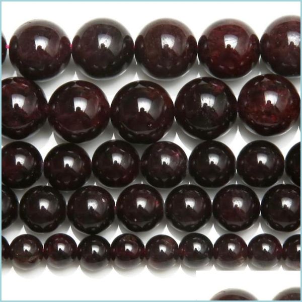 Pedra 8mm de pedra natural escura Garnet redonda redonda de contas soltas 15 fios 4 6 8 10 12 mm Tamanho da escolha para jóias Fazendo entrega de gota 2022 DHLDB