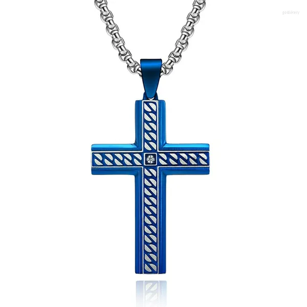 Catene Fashion Titanium Steel Corrosion Chain Stripe Cross Collana Ciondolo da uomo tridimensionale in acciaio inossidabile originale