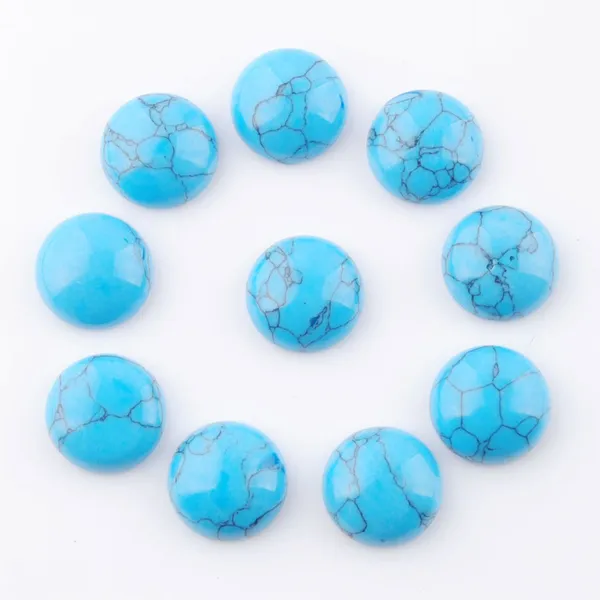 Turquois di pietra naturale Cabochon 12mm per gioielli che fanno posti piatti Accessori per le orecchie rotondi del cameo artigiani Craft U3255