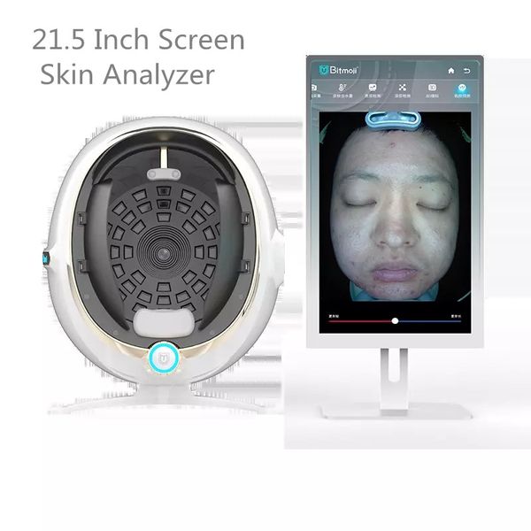 21,5 polegadas Touch Screen Smart Skin Analyzer Machine Face Face Analysis Sistema de diagn￳stico de pele Equipamento de scanner facial para uso de sal￣o de spa